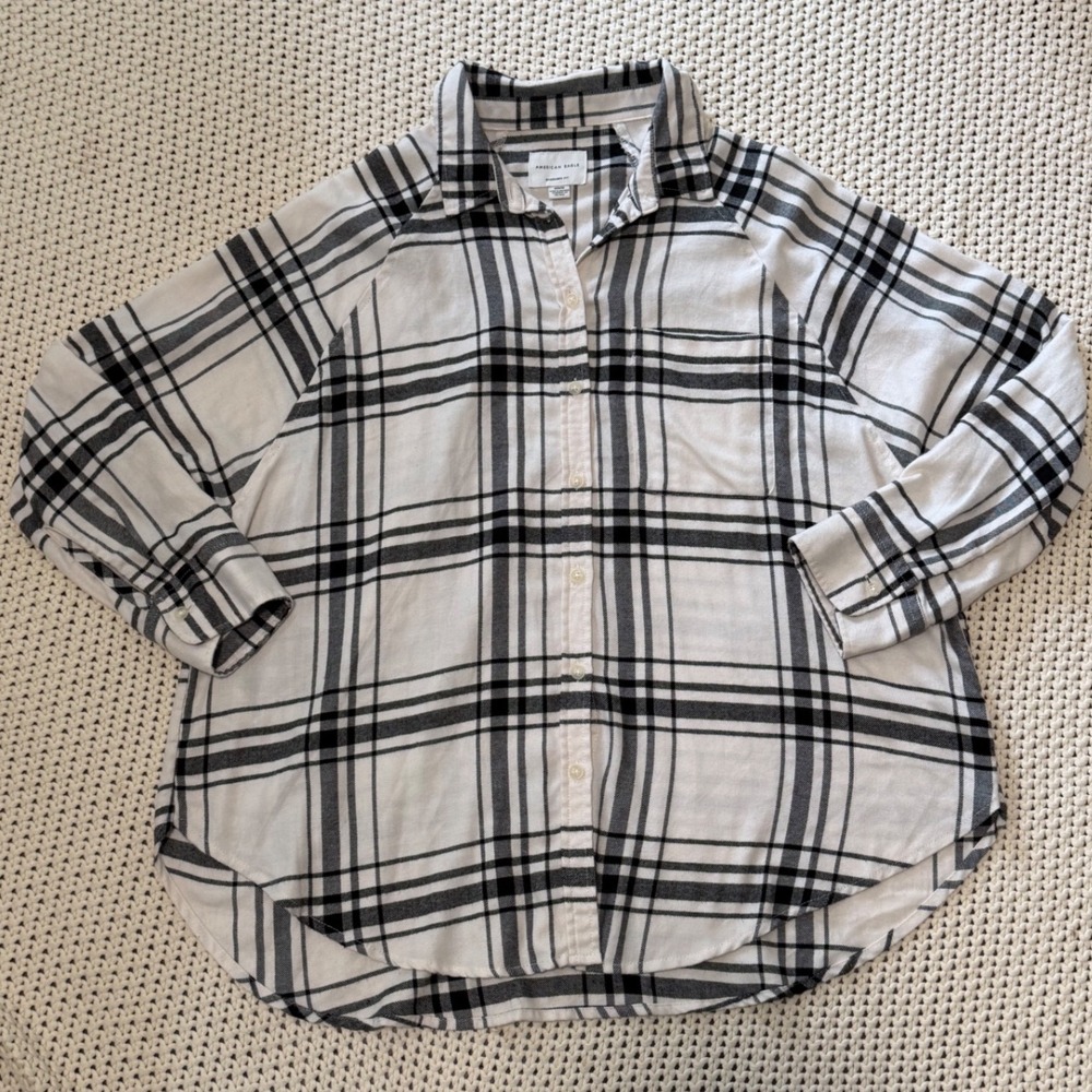 American Eagle Ahhmazingly Soft Oversized Boyfriend Plaid Flannel Shirt Medium